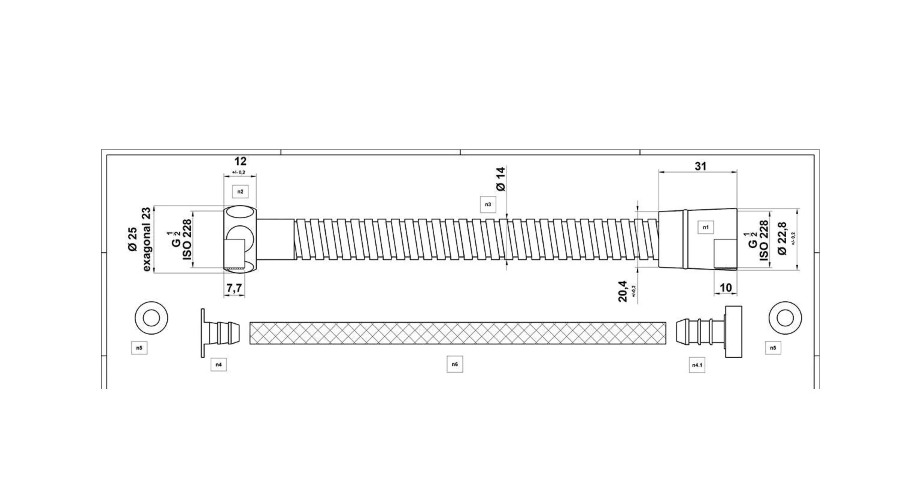 EDELSTAHLSCHLAUCH 120CM DOUBLE LOCKED ANTI TWIST