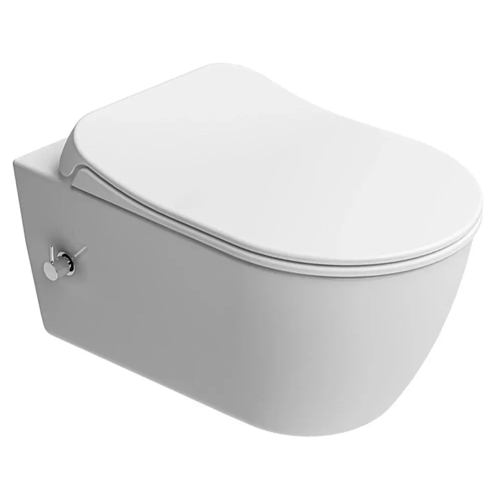 DURA Taharet Dusch WC inkl. Armatur + Sitz Toilette mit Bidet Funktion Spülrandlos